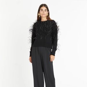 Tanya Taylor Lexia Knit Sweater with Feathers NWOT